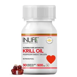 INLIFE - Krill Oil (Superba) Phospholipid Omega 3 with Astaxanthin 500 mg - 30 Capsules