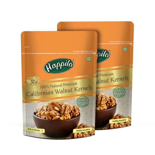 Happilo Premium Natural Californian Walnut Kernels - Pack of 2 (400 gm)