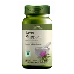 GNC Herbal Plus Liver Support With Milk Thistle & Picrorhiza | Cleanses Liver | Protects Liver Health | Facilitates Fat Metabolism | Provides Antioxidant Support | Formulated in USA | 60 Capsules icon