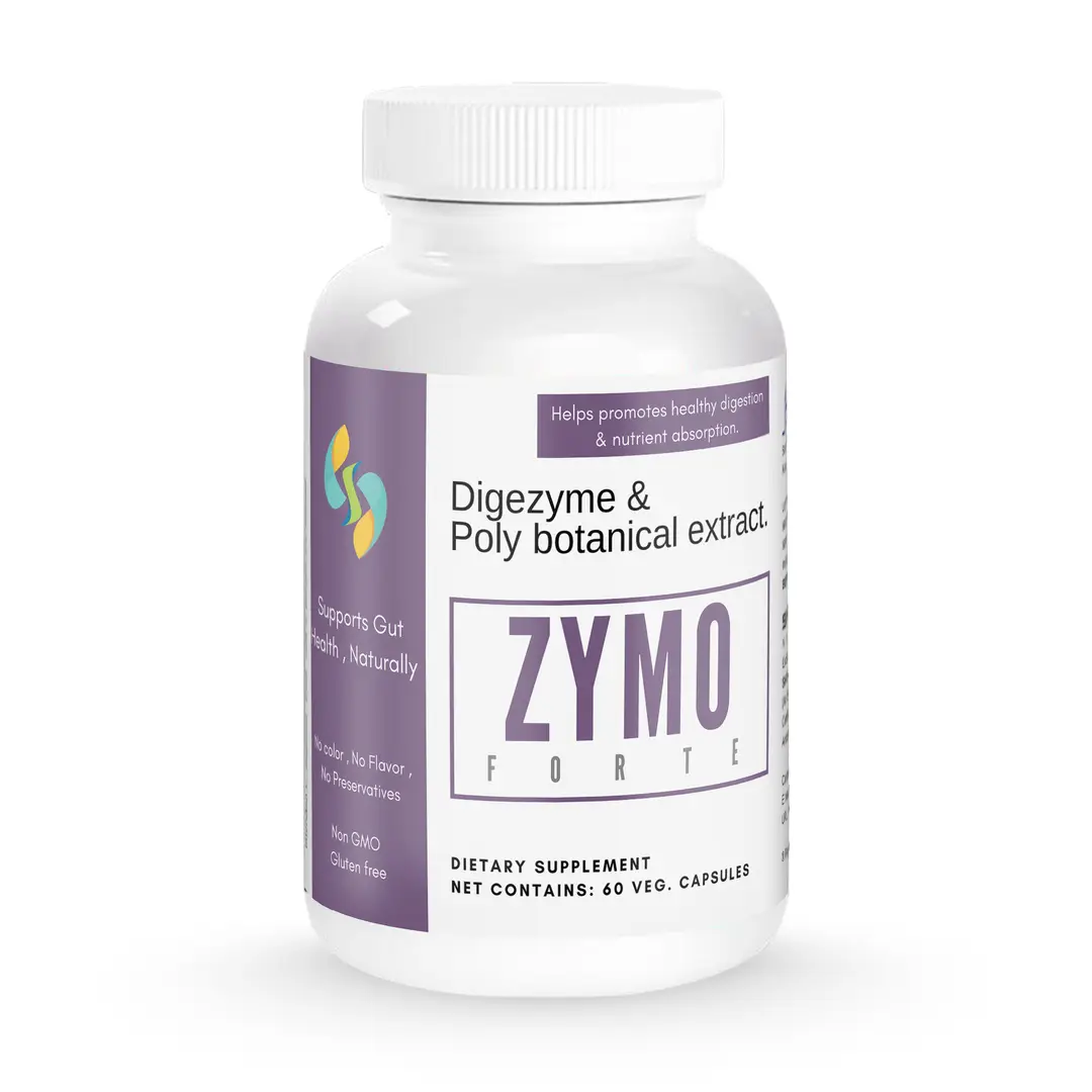 Sharrets ZYMO FORTE - Gut Health Supplement, Poly Botanical Extract & Multi Enzyme Complex - Pack of 1 (60 Capsules)