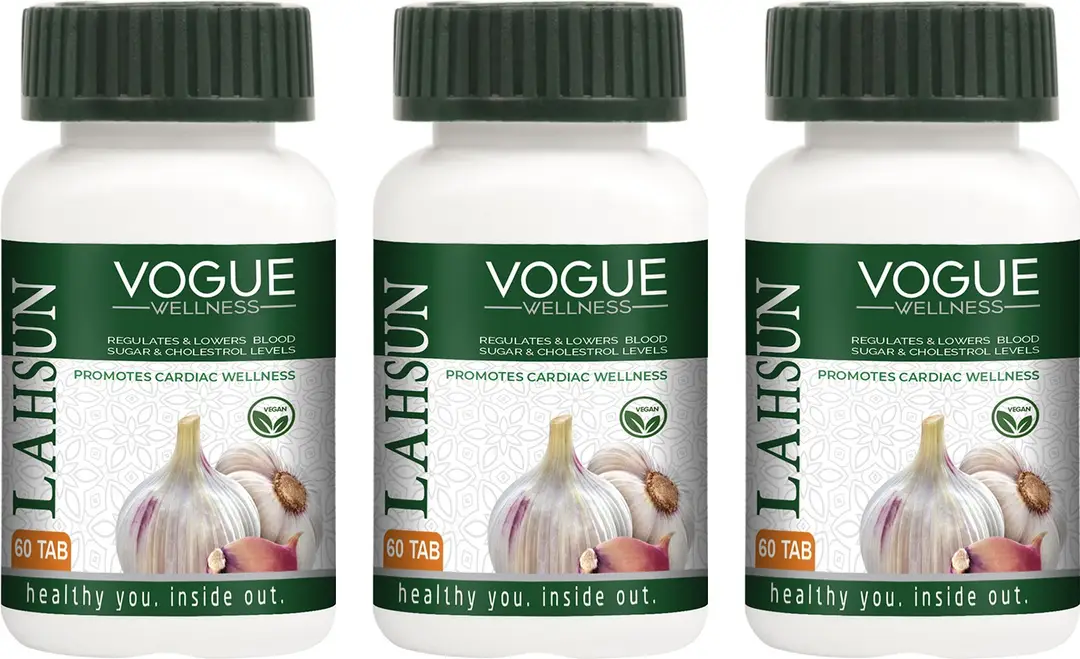 Vogue Wellness Lahsun Tablets for Healthy Heart, Regulates Blood Sugar - Pack of 3 (180 Tablets)