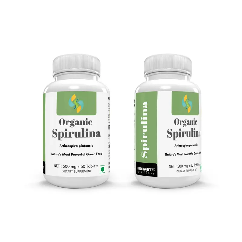 Sharrets Organic Spirulina Tablets - for Weight Loss Skin Hair & Immunity - Pack of 2 (120 Tablets)