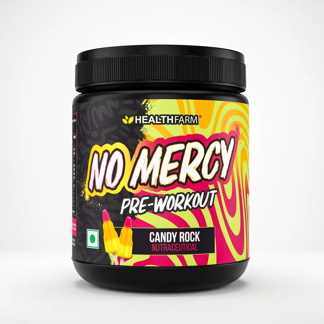 Healthfarm No Mercy Pre workout for Focus and Endurance - Candy Rock,180 gm