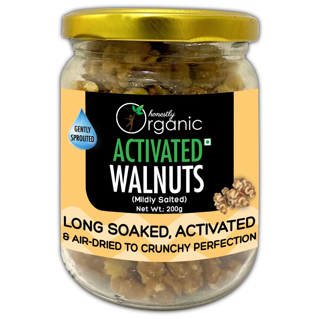 Honestly Organic - Activated Organic Walnuts - with Mildly Salted - for Regulating Body Weight - 200 gm
