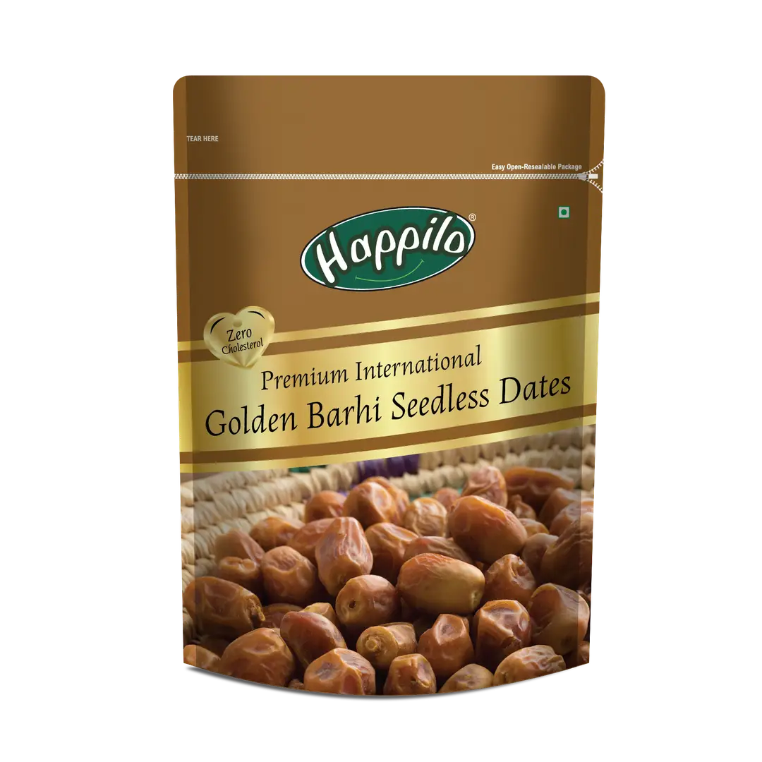 Happilo Premium Golden Barhi Dates - Golden Barhi Seedless Dates (500 gm)