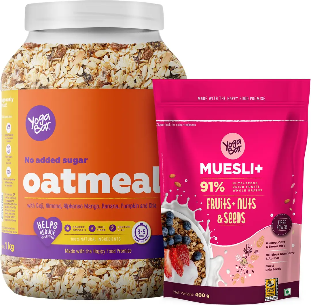 Buy Yogabar High Protein No Added Sugar Oatmeal 1kg - Fruit and