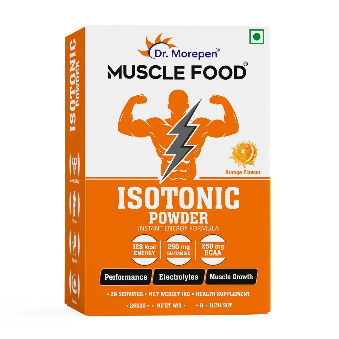 Dr. Morepen Muscle Food Isotonic Powder with L- Glutaminefor Instant Energy and Hydration - Orange