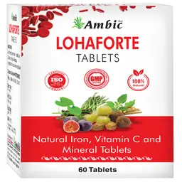 AMBIC LOHAFORTE Tablet Iron Booster Ayurvedic Tablet I Helps Increase Hemoglobin Naturally - 60 Tablet icon