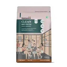 TrueBasics Clean Whey Protein Powder Isolate & Concentrate Blend (Chocolate, 1kg) | 25g Protein per Scoop