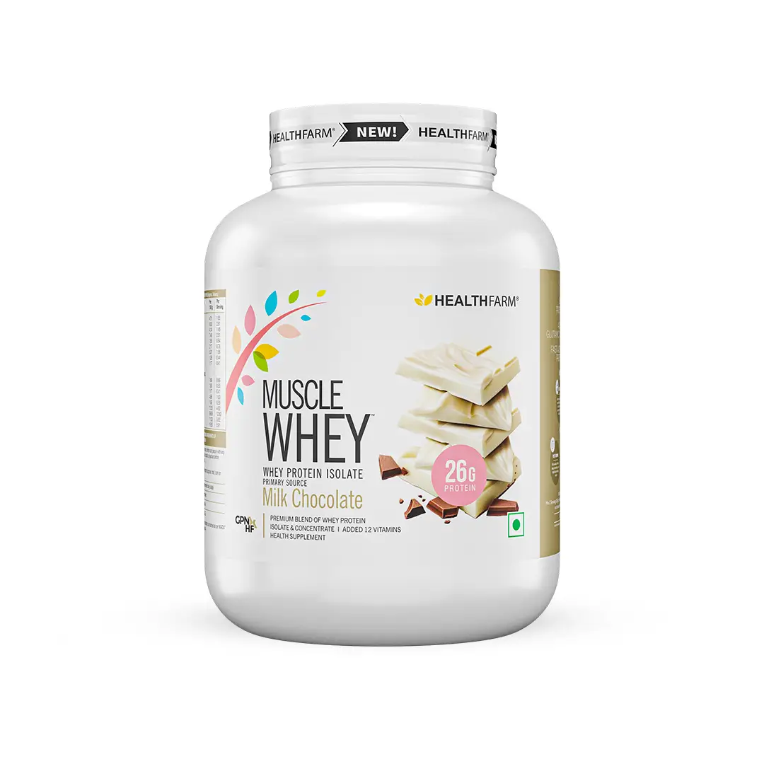 Healthfarm Muscle Whey Protein for Building Strength and Enabling Muscle Growth - Milk Chocolate,1.81 Kg
