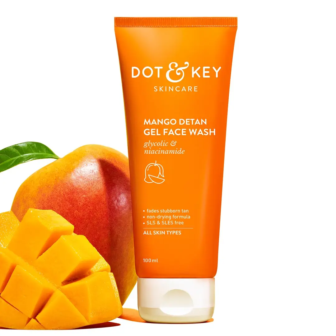 Dot & Key Mango Detan Gel Face Wash for Exfoliating and Unclogging Pores - 100 ml