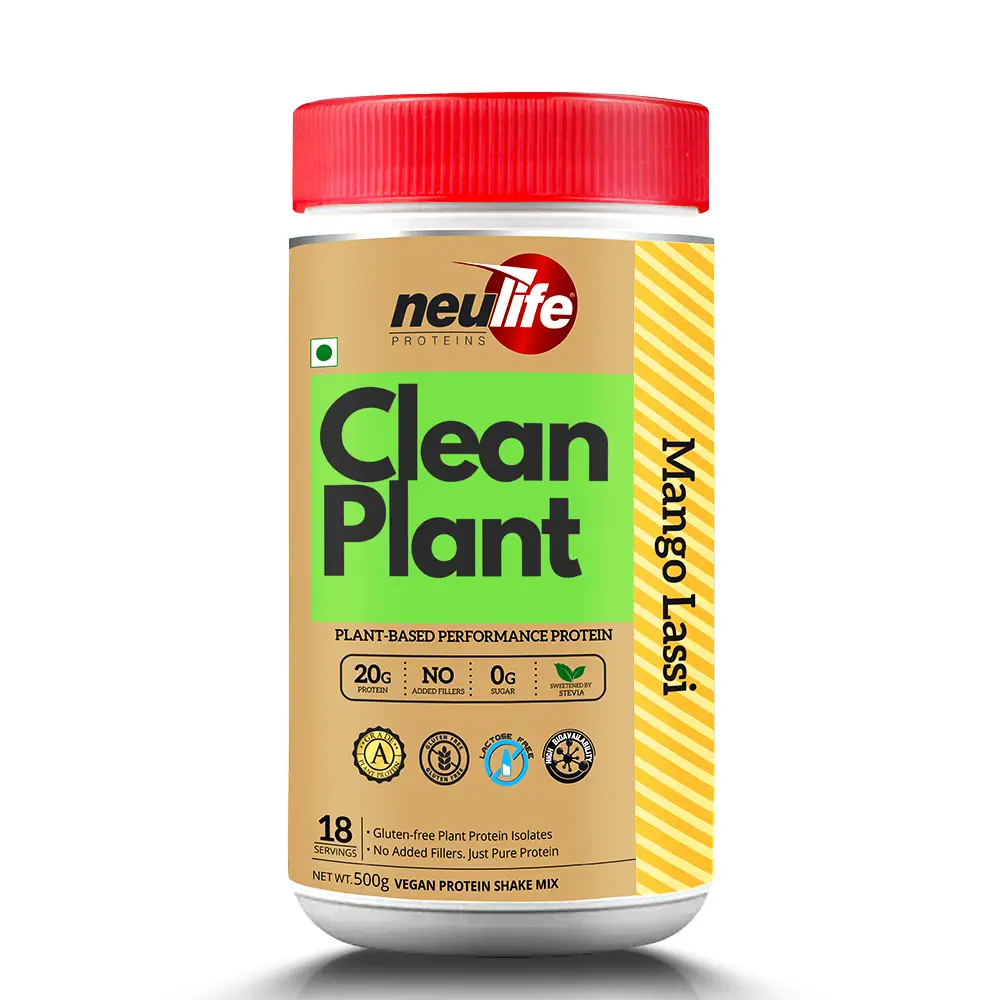 Neulife Clean Plant Protein Isolate Powder for Muscle Growth and Recovery - Mango Lassi