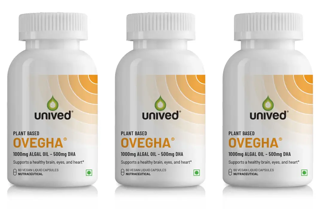 Unived -  Ovegha - With Algal Oil - For Reducing The Risk Of Cardiovascular Diseases - Pack of 3(180 Capsules)