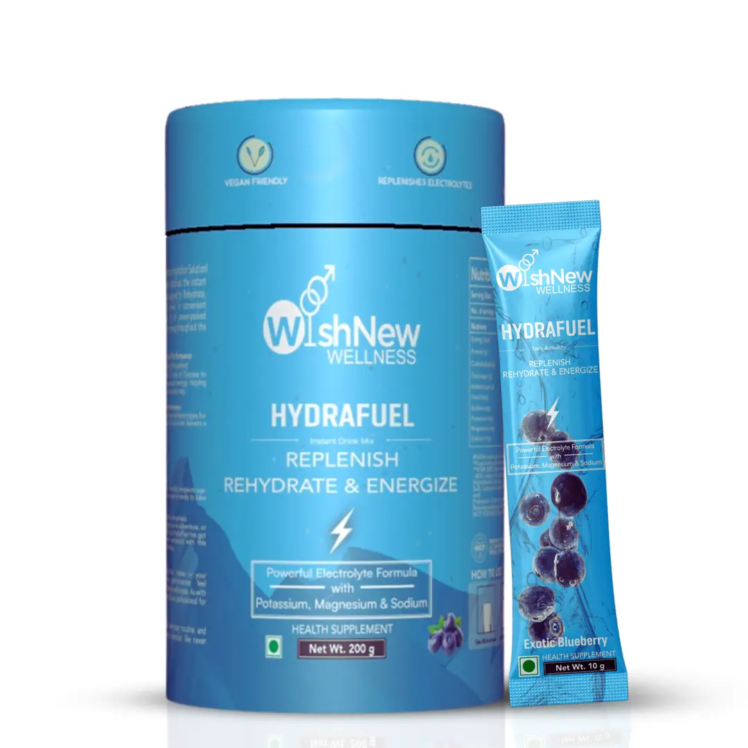 Wishnew Wellness Hydrafuel for Replenish, Rehydrate and Energize - Blueberry (200gm)