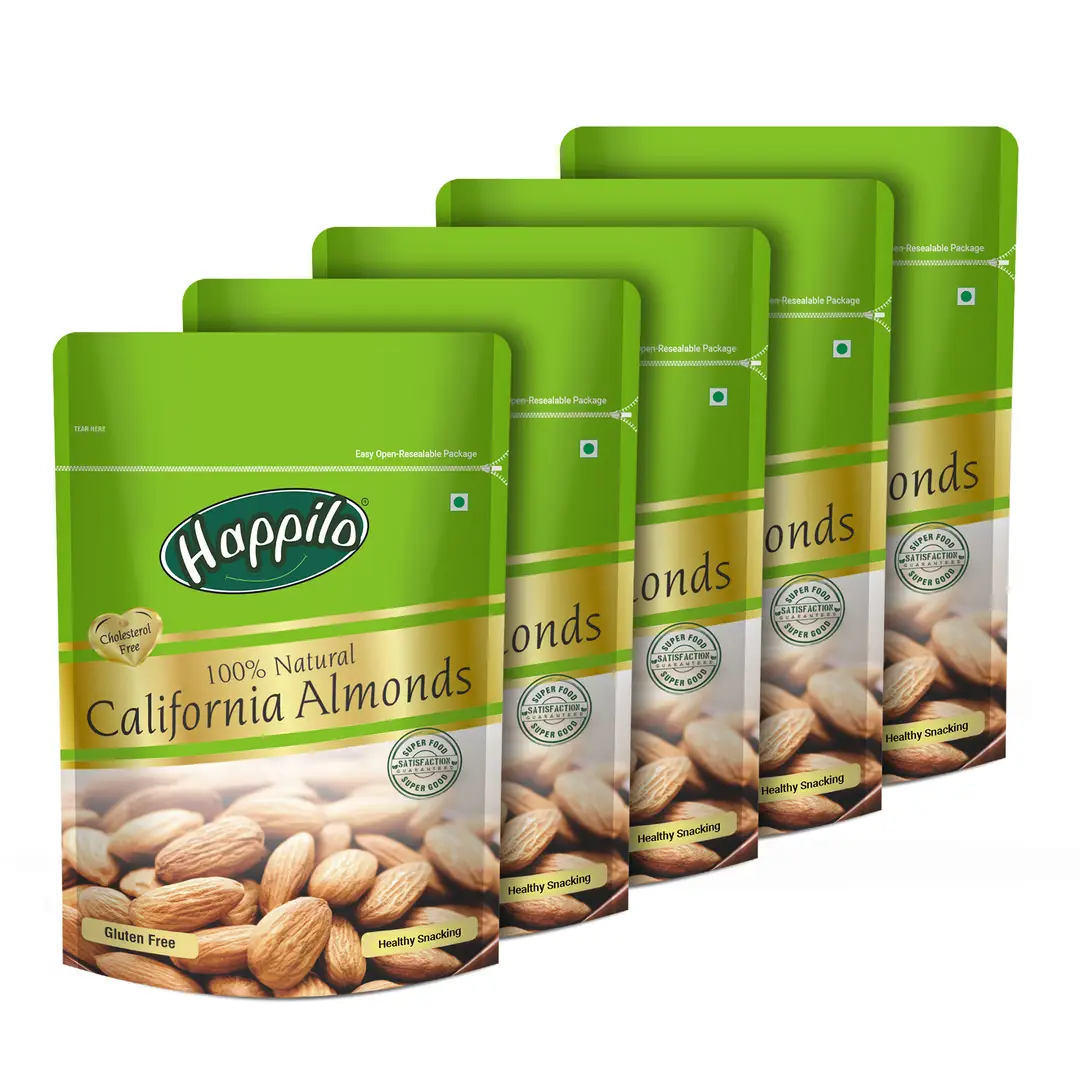 Happilo Premium Natural Californian Almonds - Pack of 5 (1000 gm)