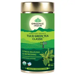 Organic India Tulsi Green Tea Classic 100g Tin icon