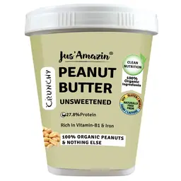 Jus Amazin - Crunchy Organic Peanut Butter Unsweetened - with Roasted Peanuts - for Lowering Blood Sugar and Cholesterol levels icon