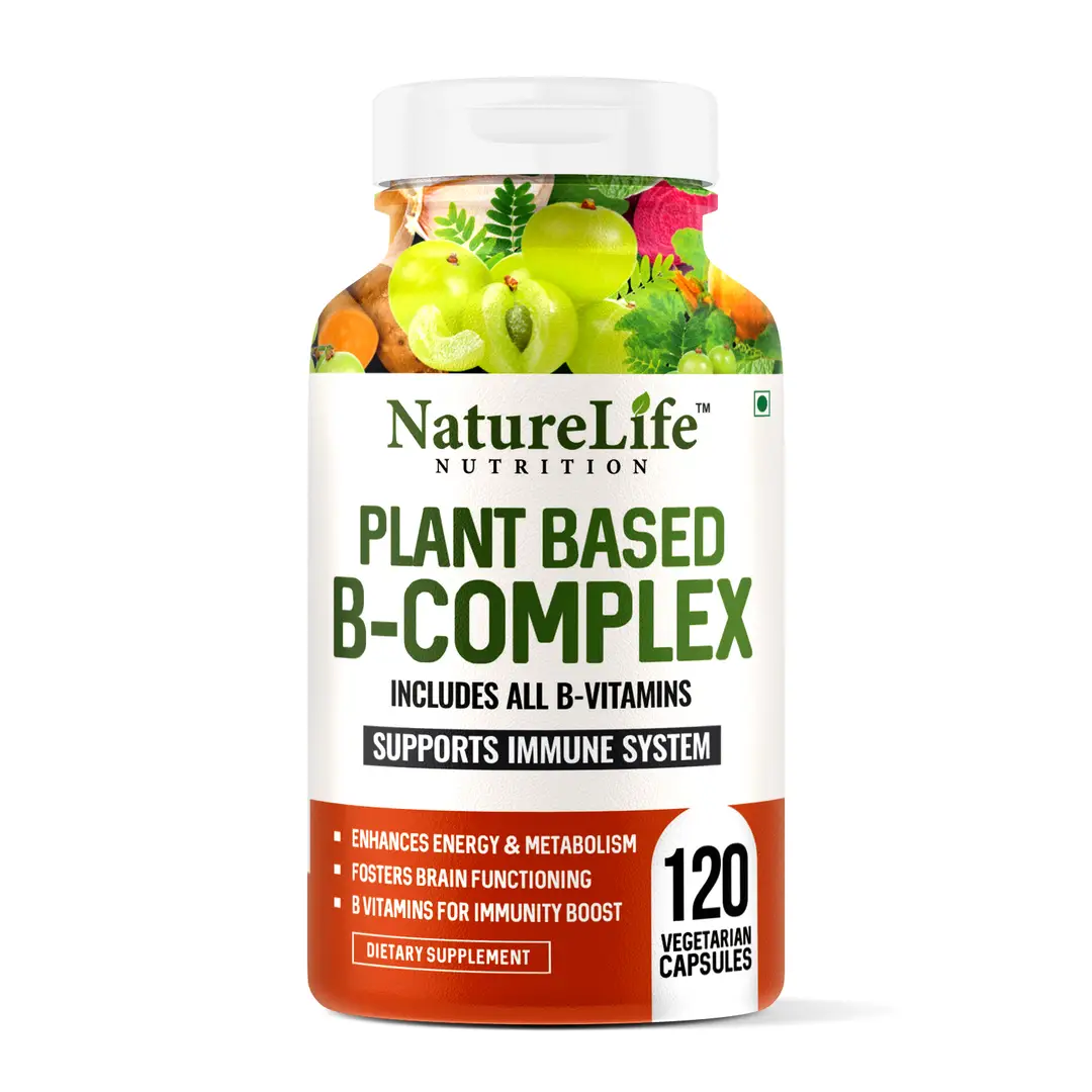 Nature Life Nutrition - Plant Based B -Complex Supplement for Immunity, Energy, & Brain Function - Pack of 1(120 Capsules)