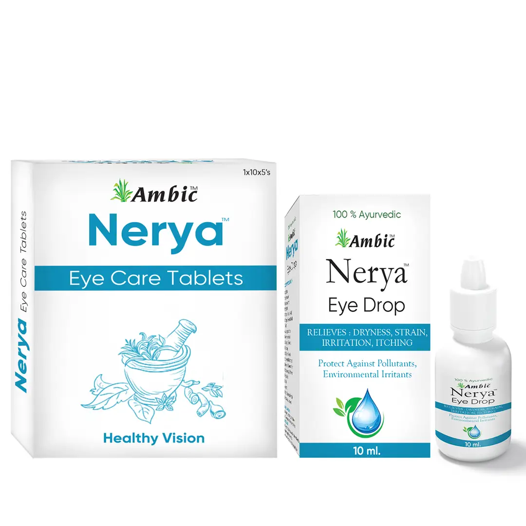 Ambic Wellness Nerya Eye Care (50 Tablets) and Ambic Wellness Nerya Eye Drop (10 ml) - (Combo Pack)