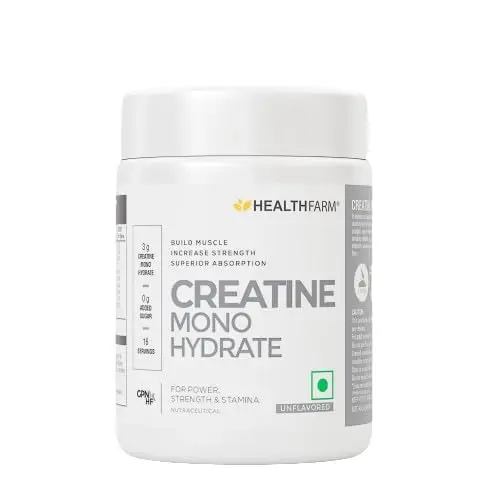 Healthfarm Muscle Creatine Monohydrate for Strength and Endurance - Unflavoured,50 gm