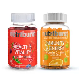 Nutriburst -  Health & Vitality Multivitamin 60 Gummies + Nutriburst -  Immunity Booster with Vitamin C, Zinc and Amla extract 60 Gummies Vegan and Sugar Free icon