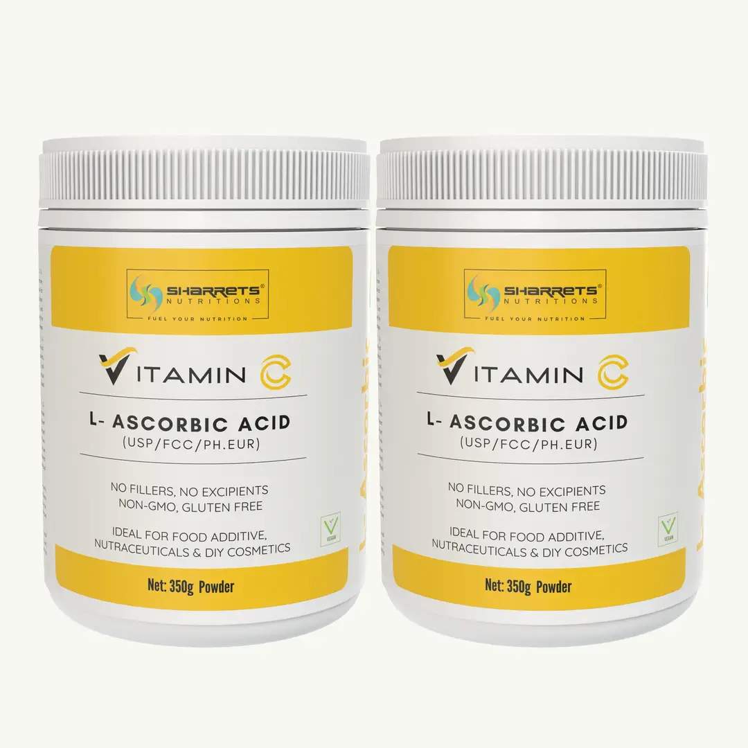 Sharrets Vegan Vitamin C Powder with L Ascorbic Acid for Immunity - Pack of 2 (700 gm)