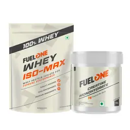 Fuel One Whey Iso Max, 100% Pure Whey Protein Isolate (Chocolate, 1 kg / 2.2 lb) & Creatine Monohydrate 100gm (Unflavoured, 33 Servings) icon