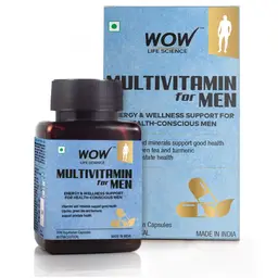 WOW Life Science - Multivitamin for Men - with Glycine, Green Tea, Turmeric, Vitamins - 30 Veg Capsules icon