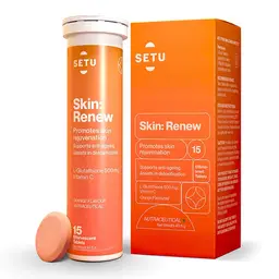 Setu Skin Renew Glutathione 500 mg With Vitamin C, Supports Detoxification, Sugar-Free, Orange Flavour icon