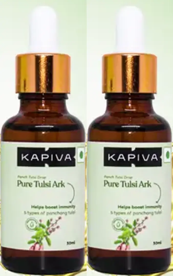 Kapiva Pure Tulsi Ark Drops - 5 Types of Panchang Tulsi - Natural Immunity Booster - Pack of 2 (60 ml)