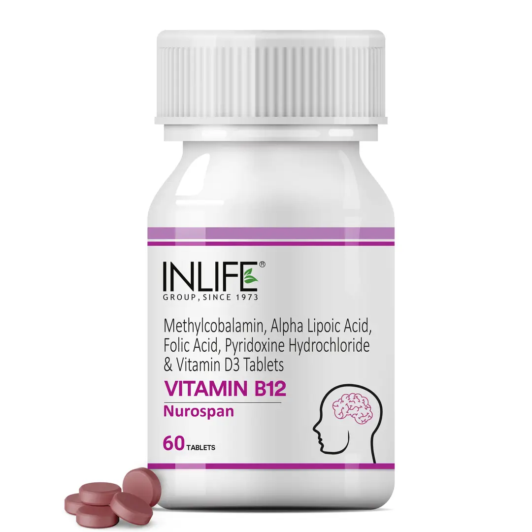 INLIFE Vitamin B12 with B1, B5, B6, Alpha Lipoic Acid ALA, Folic Acid, Inositol Supplements