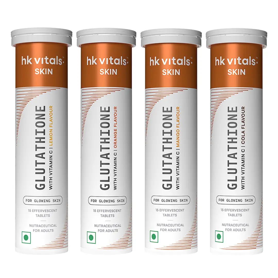hk vitals Glutathione| L-Glutathione Tablets with Vitamin C & E | For Skin Glow & Hydration - Assorted Pack of 4