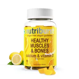 Nutriburst - Sugar free Vegan gummies for Healthy Muscles & Bones,60 Natural Lemon flavour Gummies icon