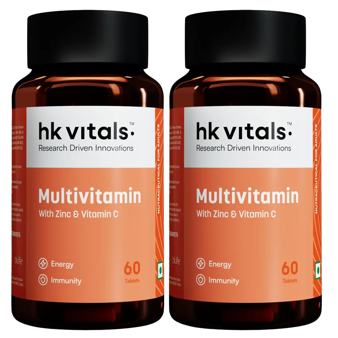 HK vitals Multivitamin | For Men and Women | With Zinc, Vitamin C, Vitamin D3, Multiminerals & Ginseng Extract - Pack of 2 (120 Tablets)