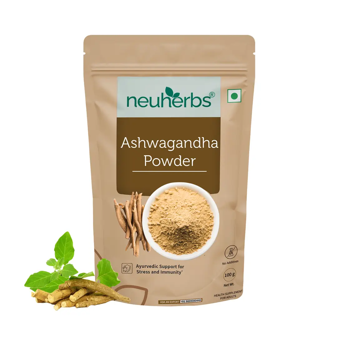 Neuherbs - Organic Ashwagandha Powder - with Organic Root - Increasing Muscle And Strength - 100 gm