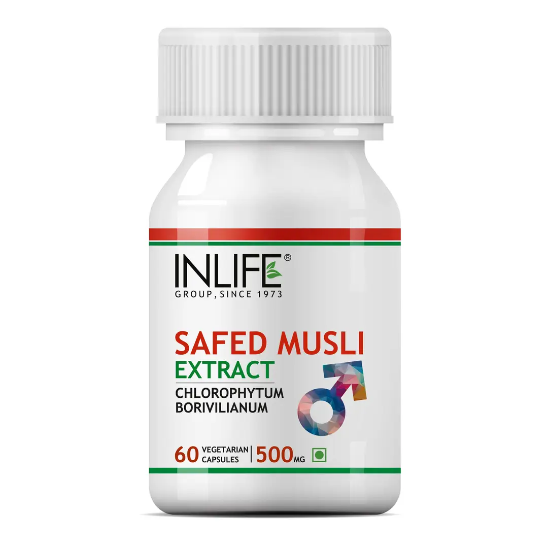 INLIFE - Safed Musli Extract, 500mg (60 Vegetarian Capsules) - Pack of 1 (60 Capsules)