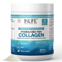 Inlife - Hydrolyzed Marine Fish Collagen Peptides Powder, Patented Ingredient With 90% Protein Per Serving, Skin Health, Bone Health For Men Women, Type 1 Collagen 200G (Unflavoured) icon
