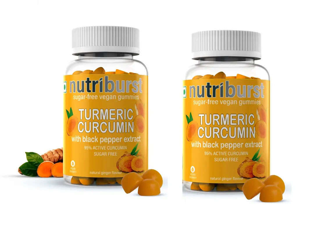 Nutriburst Turmeric Curcumin Gummies for Weight Management - Pack of 2(120 Gummies)