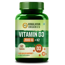 Himalayan Organics Vitamin D3 2000 IU Supplement + Vitamin K2 as Mk7 | Supports Stronger Immunity & Bone & Heart Health - 60 Veg Tablets icon