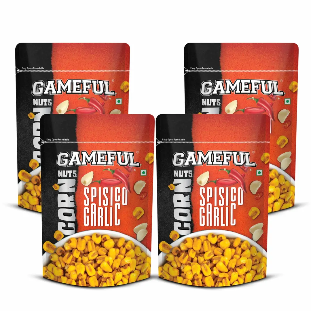 Gameful Spisico Garlic Corn Nut - Pack of 4 (320 gm)