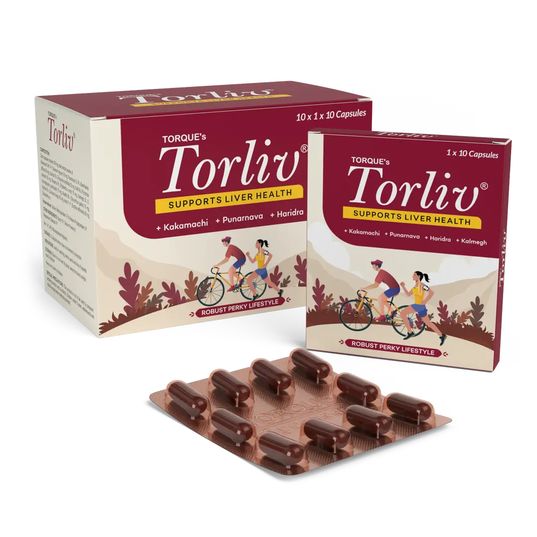 Torque - Torliv Capsule - with Kakamachi, Punarnava and Haridra - for Cleansing Liver Naturally - Pack of 1 (10 Capsules)
