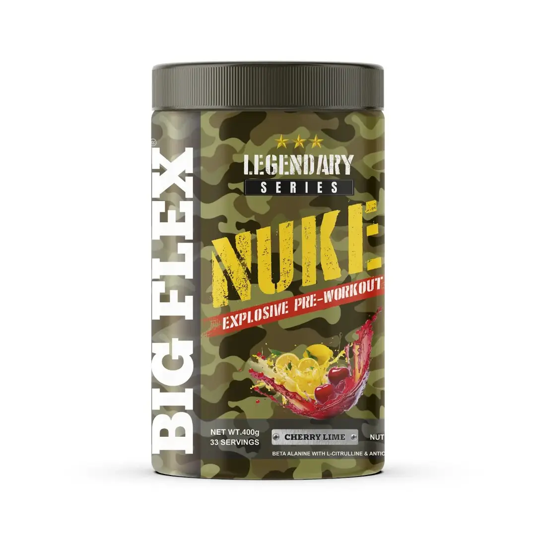 Bigflex Nuke Explosive Pre-Workout for Increased Strength and Focus  - Cherry Lime,400 gm