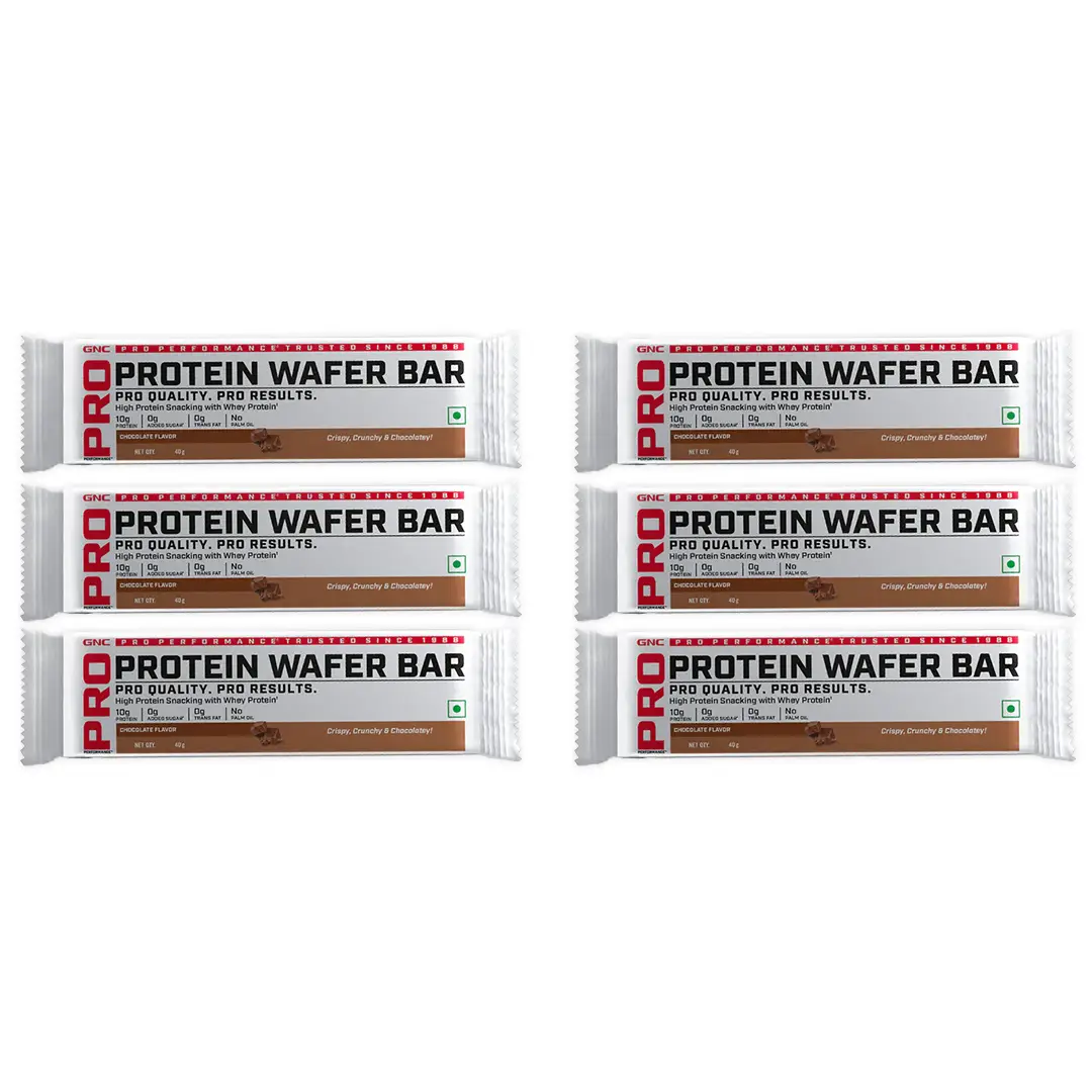 GNC Protein Wafer Bar l Healthy & Tasty Protein Bites l 10g Pure Whey Protein Snack l High Protein Wafer Bars l 0 Trans Fat l 0 Sugar l No Palm Oil - Chocolate - Pack of 6