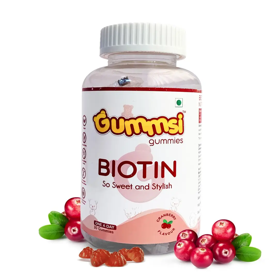 Gummsi - Biotin - With Vitamin B12, C & E - For Healthy Hair & Nails - 30 Gummies - Pack of 1 (30 Gummies)