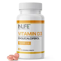 INLIFE Vitamin D3 10000 IU Chewable Tablets with Cholecalciferol for Promoting Strong and Healthy Bones icon