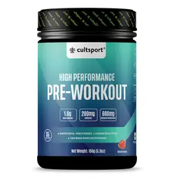 Cultsport Pre Workout Powder, 150gm | Sugar Free Preworkout Energy for Men & Women | 200mg Caffeine + Beta Alanine + Creatine | 35 Servings icon