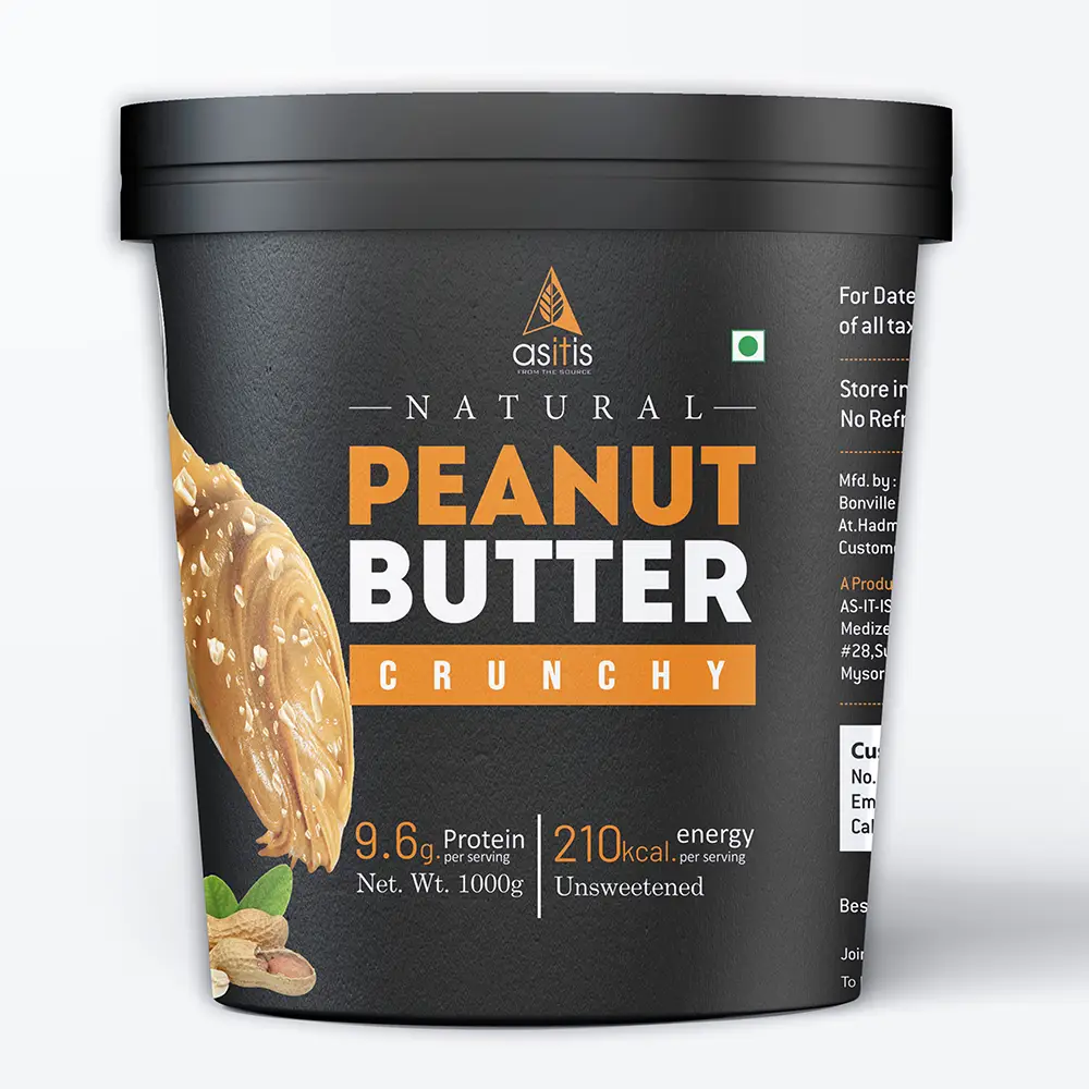 AS-IT-IS Peanut Butter (Natural And Unsweetened) for Weight Management - Crunchy (1000 gm)