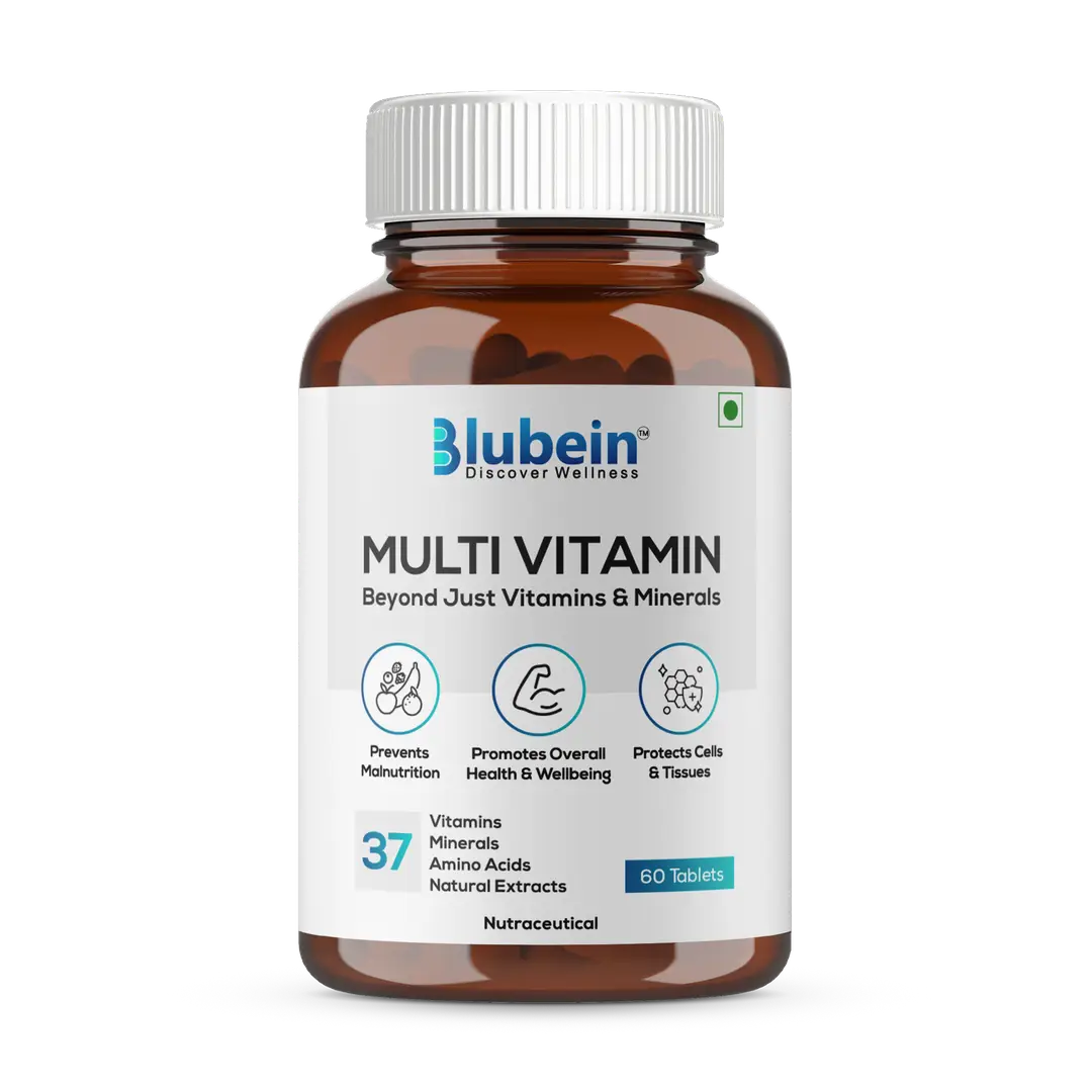 Blubein Multivitamin Tablet with 37 Vital Ingredients for Overall Health and Wellbeing - Pack of 1 (60 Tablets)