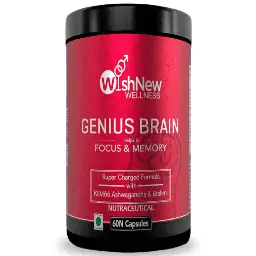 Wishnew Wellness Genius Brain with Brahmi,Gingko Bilboa for Supporting Focus and Memory icon