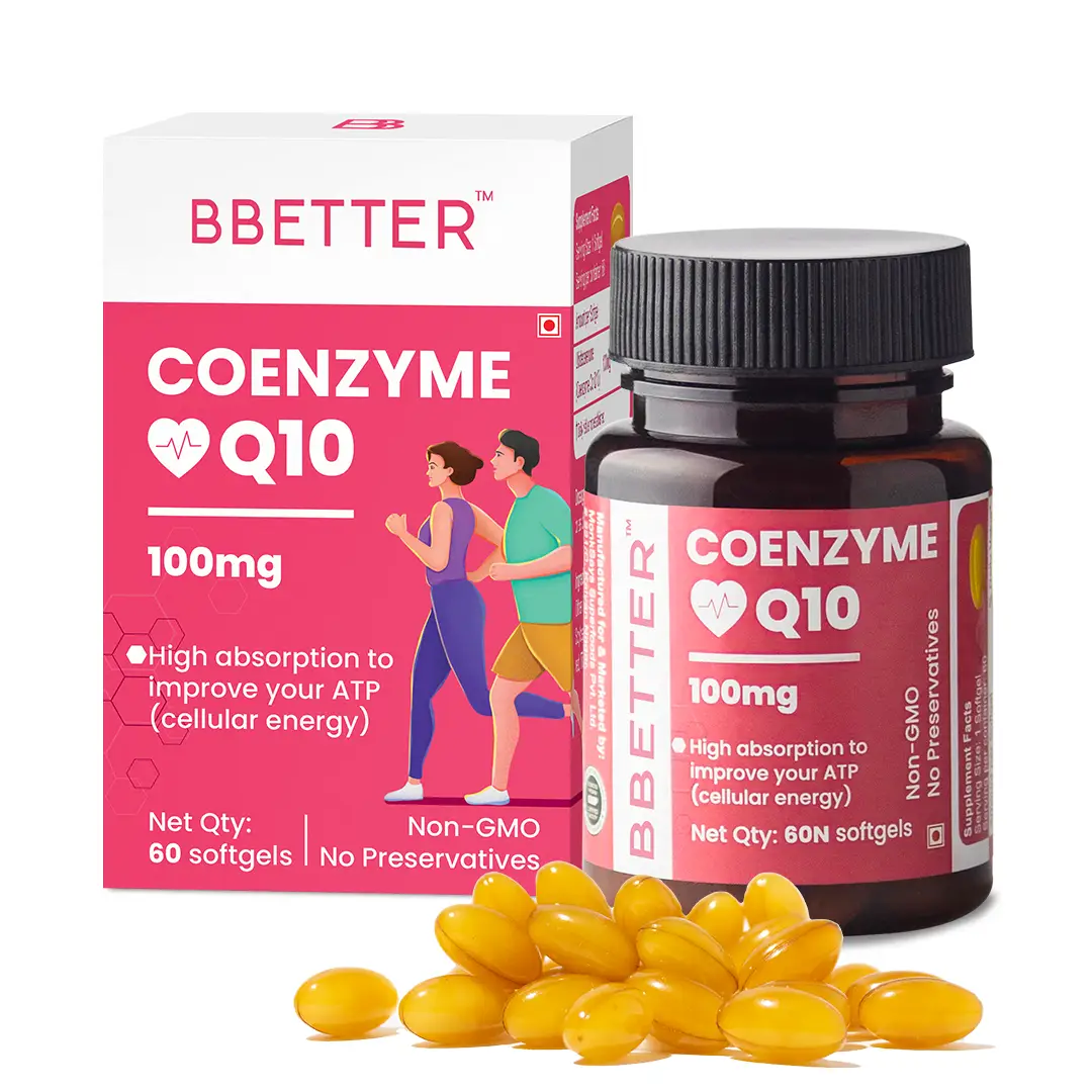 BBETTER Coenzyme Q10 100mg supplement for healthy heart and stamina - Pack of 1 (60 Softgels)